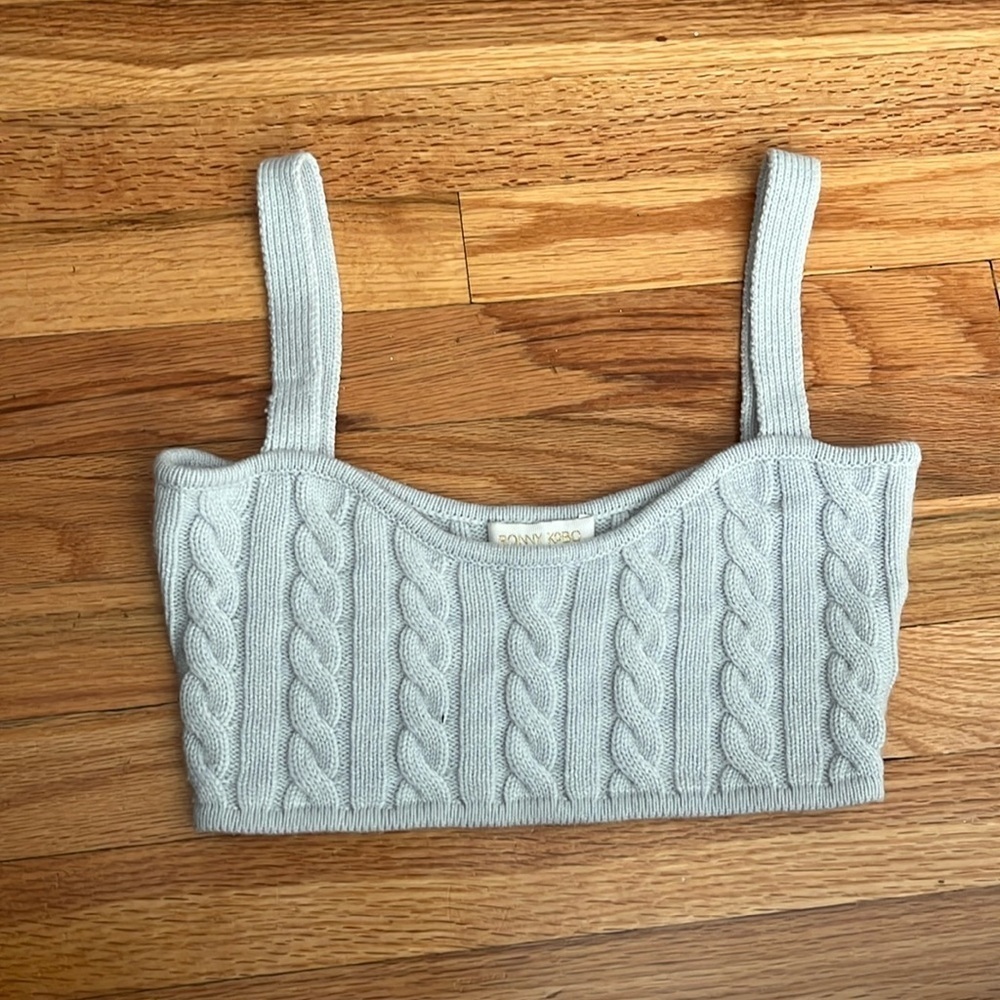 RONNY KOBO tanna cable knit bralette xs